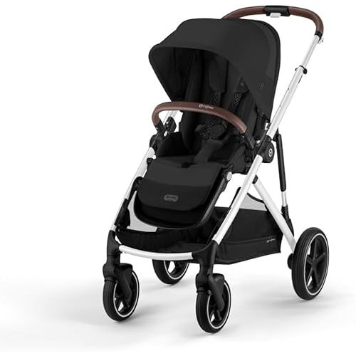 Cybex Gazelle S All-in-One Toddler and Baby Stroller with Over 20 Modular Configurations, Ergonomic Near-Flat Recline, Shopper Basket, and Compact Fold, Moon Black