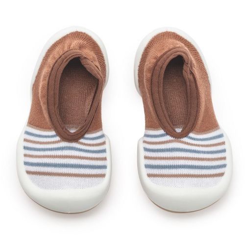 Komuello Toddler Shoes - Flat Brown Stripe Size 12-18m