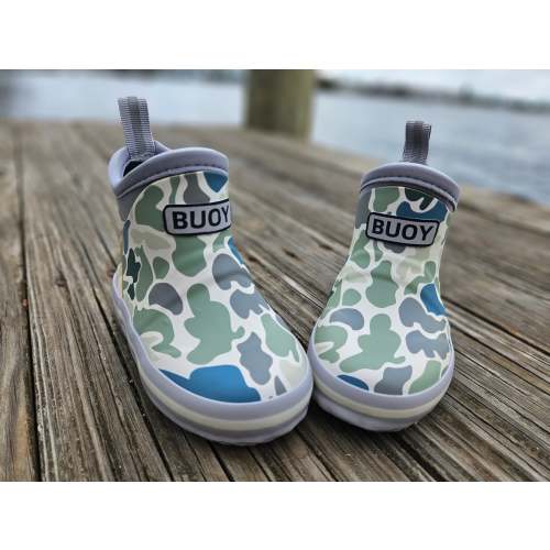 Kids White Duck Camo Buoy Boots