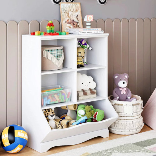 Three Posts™ Baby & Kids Kids Storage Bookcase with Large Bin, White Cube Display Case & Reviews | Wayfair