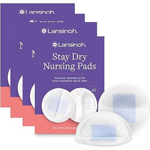 Lansinoh Stay Dry Disposable Nursing Pads, Soft and Super Absorbent Breast Pads, Breastfeeding Essentials for Moms, 240 Count