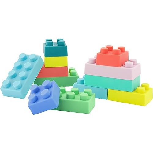 Infantino Super Soft Building Blocks, Easy-to-Hold for Babies & Toddlers, BPA-Free, Multi-Colored, 12-Piece Set