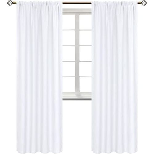BGment White Curtains 84 Inches Length for Living Room - Rod Pocket Thermal Insulated Window Treatment Curtains for Dining Room Bedroom, 2 Panels, Pure White, 42 x 84 Inch
