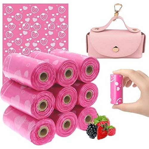 Sanitary Napkin Disposal Bags with Dispenser Feminine Hygiene Disposal Bags for Tampons Trash Bag, Personal Care Sanitary Bag for Women Privacy Handling (Pink)