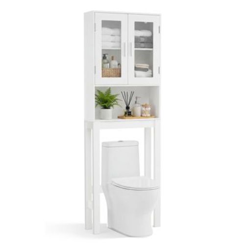 Costway Wooden Over The Toilet Storage Cabinet Spacesaver Organizer Bathroom Tower Rack
