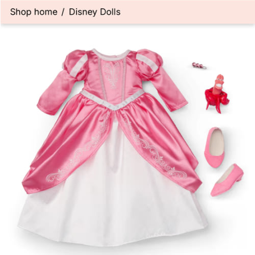 American Girl® Disney Princess Ariel Castle Ball Gown, Sebastian & Accessories for 18-inch Dolls
