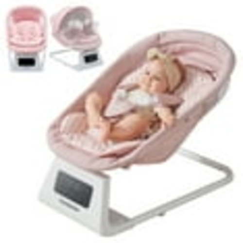 Pamo Babe Baby Swing for Newborns,5 Speeds with Remote Control,Canopy,Mosquito Net(Pink)
