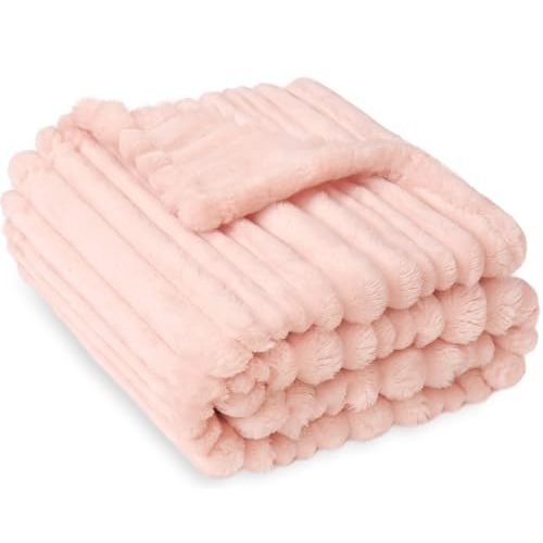 HOMRITAR Pink Striped Design Baby Blanket for Boys Girls Fluffy Fleece | Soft Plush Warm Bed Throw Blanket for Infant Toddler Shower Gift Nursery Crib Stroller All Season 30 x 40 Inch