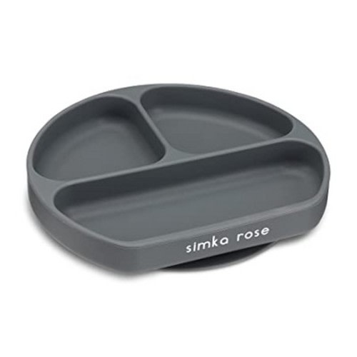 Simka Rose Silicone Suction Plate for Baby and Toddler, Shadow