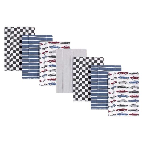 Hudson Baby Unisex Baby Cotton Flannel Burp Cloths, Vintage Cars, One Size
