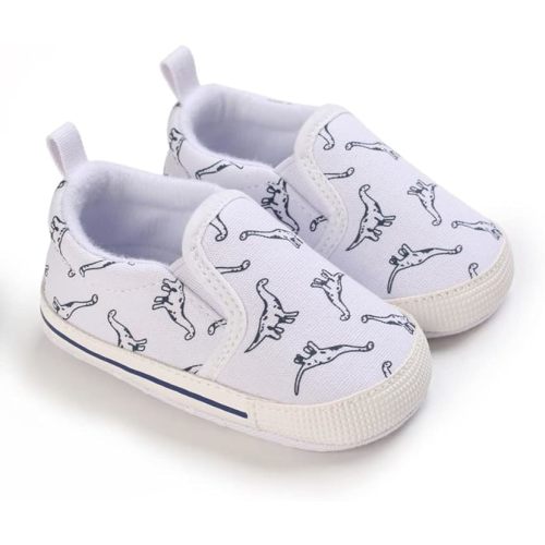 Unsex Baby Boys Girls Canvas First Walkers Shoes,Infant Non Slip Soft Sole Toddler Flat Lazy Loafers Sneaker - 6-12 Months Infant - 014/White