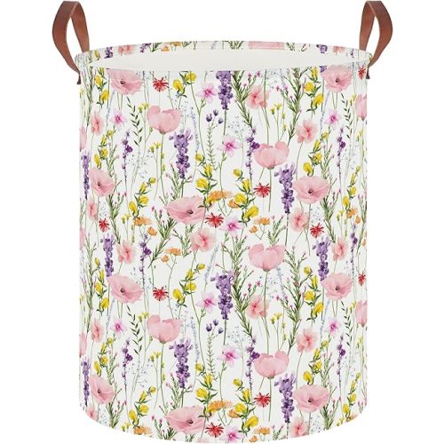 19.7" Laundry Basket,Dirty Clothes Hamper,Waterproof Storage Bin,Room Decor,Gift Baskets,Nursery Hamper(Flowering Shrubs)