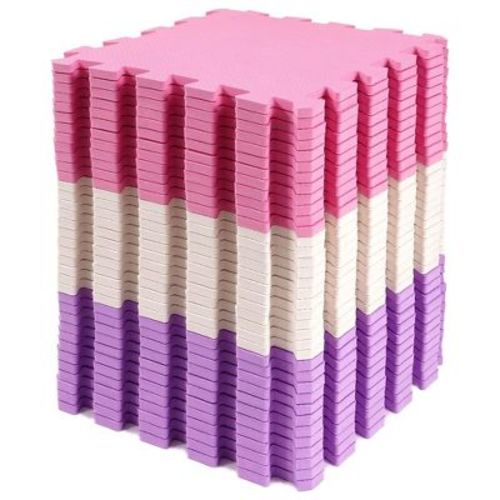 Balancefrom Fitness 16 Tile Thick Non Slip Interlocking Eva Foam Kids Puzzle Home Floor Exercise Play Mat Set, Covers 16 Square Feet, Pink/purple