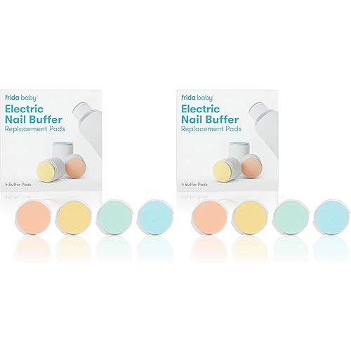 Frida Baby Electric Nail Buffer Replacement Pads | Safe + Easy Grooming, Trimming, and Nail Filing for Newborn, Toddler, or Children's Fingernails and toenails, 4 Buffer Pads (Pack of 2)