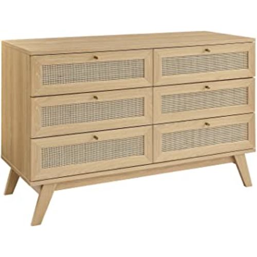 Modway Soma 6-Drawer Double Dresser in Oak, 18.5 x 47 x 30