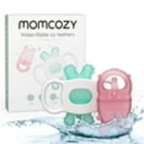 Momcozy Water Baby Teether, Silicone Cold Teether Toys for 0-12 Months, 2 Pcs, Pink and Green
