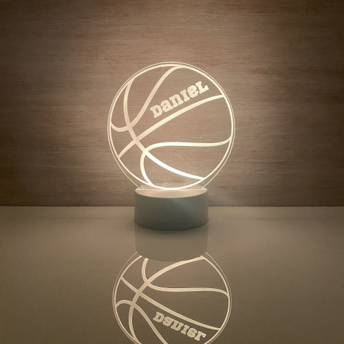 Basketball Personalized LED Night Light - Custom Gift for Fans, Sports Bedroom, Game Room Decor, Party Enhancer, Remote Included
