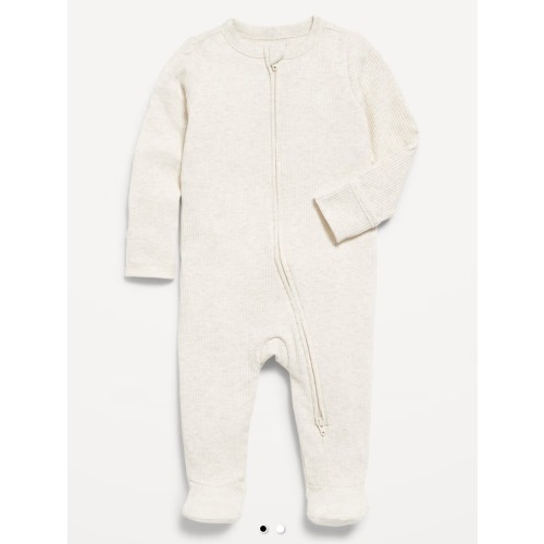 Ribbed 2-Way-Zip Sleep & Play Footed One-Piece for Baby - Color: Oatmeal Heather, 
Size: 0-3 months