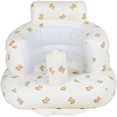 Baby Inflatable Seat for Babies 3 Months and Up, Baby Support Seat Summer Toddler Chair for Sitting Up, Built in Air Pump Baby Floor Seat Gifts, Bear