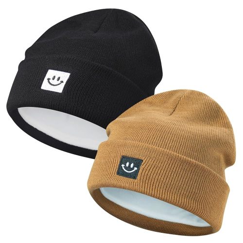 MaxNova 2 Pack Baby Beanie Fleece Lined Knit Toddler Hat for Girls Boys 0-8 Years