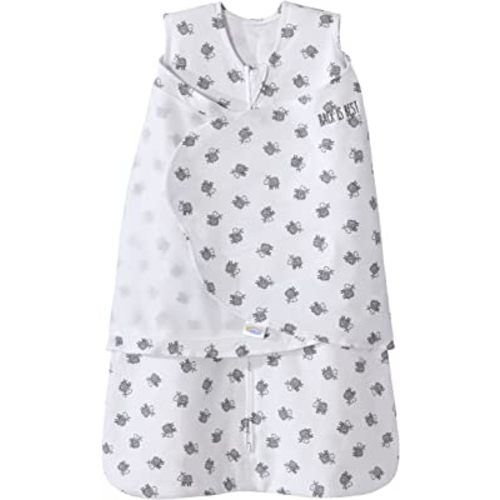 HALO 100% Cotton Sleepsack Swaddle, 3-Way Adjustable Wearable Blanket, TOG 1.5, Lamb Scribble White, Small, 3-6 Months