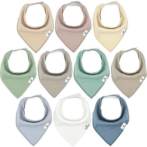 DiaperSquad's 10-Pack Baby Bibs for Drooling and Teething, Bibs for Boys, Baby Girl - Solid Cotton Baby Drool Bibs