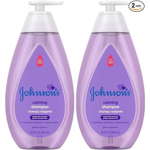 Johnson's Baby Calming Baby Shampoo with Soothing NaturalCalm Scent, Hypoallergenic & Tear-Free Baby Hair Shampoo, Free of Parabens, Phthalates, Sulfates & Dyes, 20.3 fl. oz (Pack of 2)