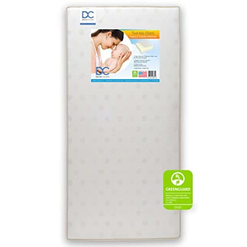 Delta Children Twinkle Stars Dual Sided - 6" Premium Sustainably Sourced Fiber Core Crib and Toddler Mattress - Waterproof - GREENGUARD Gold Certified - 7 Year Warranty - Made in USA