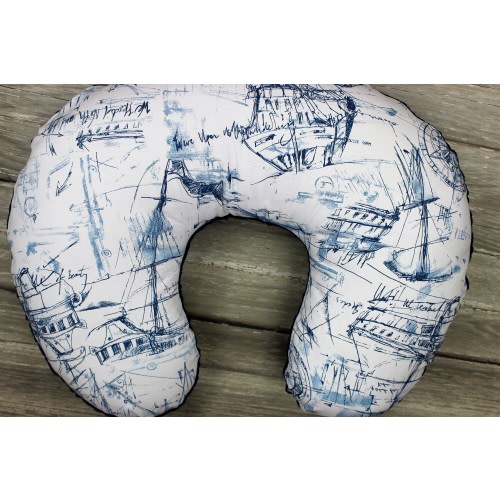 Blue Sailor Nursing Pillow Cover, Nautical Nursery Accessories, Nursing Accessories, Coastal, Ocean, Beach Theme