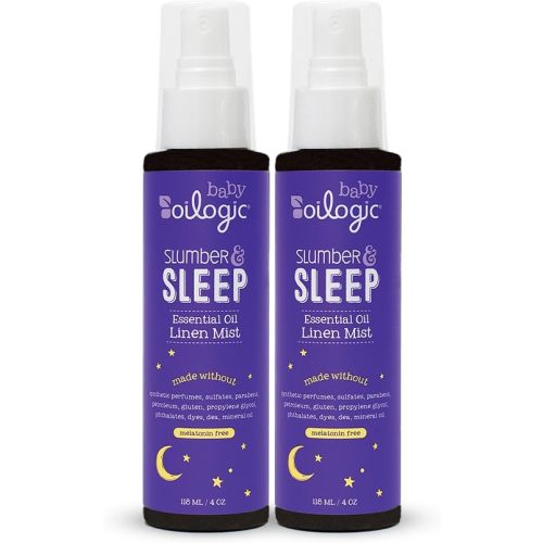 Oilogic Slumber & Sleep Spray for Babies & Toddlers - Aromatherapy Linen Spray with 100% Pure Essential Oils Sleep, Comfort, & Wellness Blends - Pediatrician-Tested Baby Essentials for Bedtime, 2-Pack