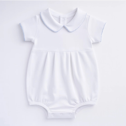 Essentials Solid Collared Bubble - White Blue