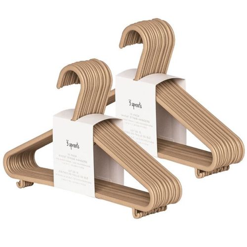 3 Sprouts Wheat Straw Hangers 30 Pack - Brown