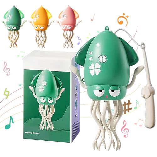 Dancing Octopus Toy, Electric Smart Tentacle Explorer, Automatic Magic Crawling Dancing Squid Obstacle Sensor Toy with LED Music Crazy 8-Leg Action Crawling Octopus for Kids
