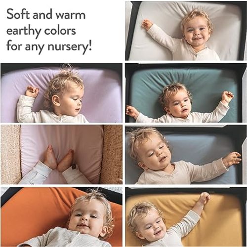 Bedside Sleeper Bassinet Fitted Sheets 33x20 for Maxi COSI Iora, Koola Baby, Baby Joy, Angelbliss, Kidsclub Bedside Bassinet – 100% Jersey Cotton – Pale Pink + Lilac – 2 Pack - for Maxi Cosi Iora and Angelbliss Bassie...