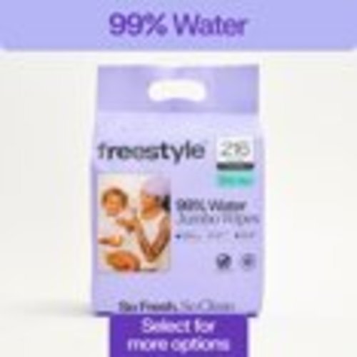 Freestyle Soft Jumbo Wipes for Sensitive Skin, Unscented, 3 Flip-Top Pouch Packs, 216 Total Count