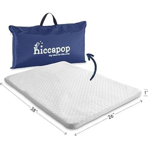hiccapop Pack and Play Mattress Pad for (38"x26"x1"), Playpen Pad, Playard Mattress for Pack and Play, Pack N Play Mattress Topper with Carry Bag and Washable Cover, 1" Thick