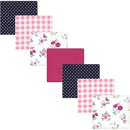 Hudson Baby Unisex Baby Cotton Flannel Receiving Blankets Bundle, Butterfly Floral, One Size