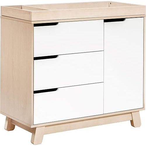 Babyletto Hudson Changing Table Dresser Combo w/ Removable Tray - GREENGUARD Gold Certified 3-Drawer Dresser & Side Cabinet - Baby Dresser with Changing Table Top - Diaper Changing Station for Nursery