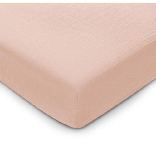 Muslin Fitted Crib Sheet, Extra Soft 100% Muslin Cotton Crib Sheets for Standard Crib and Toddler Mattresses by Comfy Cubs - Blush