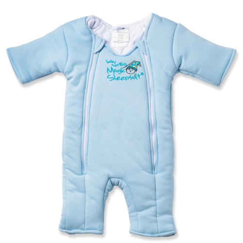 Magic Sleepsuit Baby Merlin's Cotton Baby Swaddle Transition Product - Soft and Cozy Design, Double Zipper for Easy Diaper Changes, Promotes Safe Sleep, 3-6 Months - Blue - Small 12-18lbs