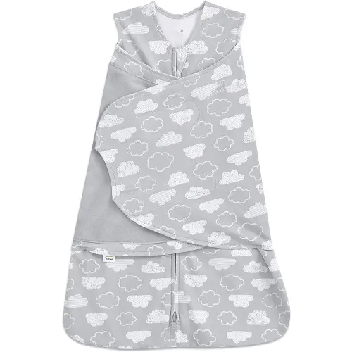 HALO 100% Cotton Sleepsack Swaddle, 3-Way Adjustable Wearable Blanket, TOG 1.5, Clouds, Small, 3-6 Months