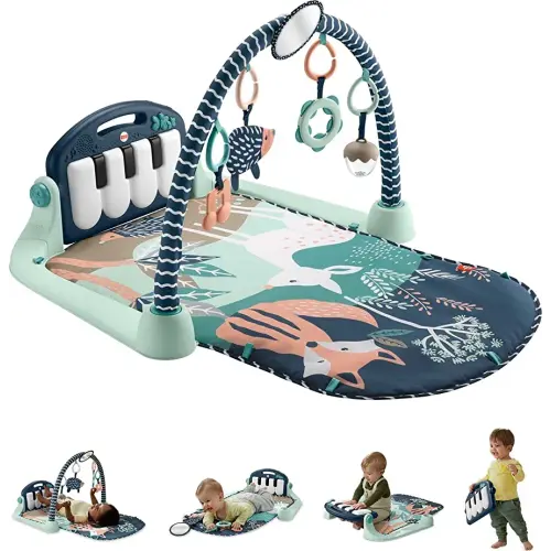 Fisher-Price Baby Playmat Kick & Play Piano Gym With Musical And Sensory Toys For Newborn To Toddler, Navy Fawn