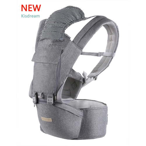 Kisdream Baby Carrier, 9-in-1 Carrier Newborn to Toddler, Wrap with Hip Seat Lumbar Support, Carriers for All Seasons Positions, Perfect Hiking Shopping Travelling, Grey, 1.95 Pound