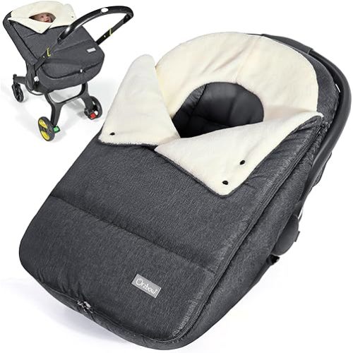Orzbow Winter Car Seat Covers for Babies, Universal Baby Car Seat Cover with Adjustable Collar, Waterproof Carseat Cover with Zipper, Warm Coral Fleece, Detachable and Machine Washable, Dark Grey