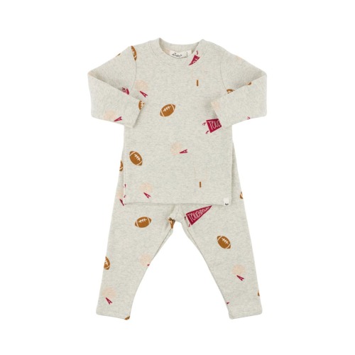 Football Print Long Sleeve Two Piece Set, 3-6M