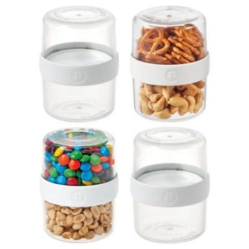 iDesign Small Stack 'n Snack Food Containers - Set of 4 - Clear/White