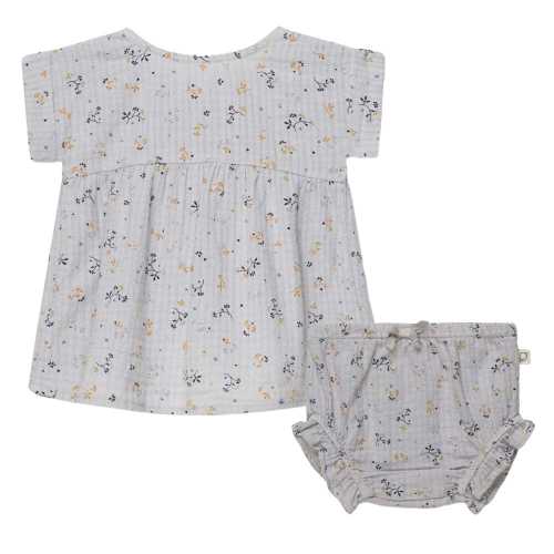 Muslin Floral Baby Dress & Bloomers - Soft Grey – Manymoons