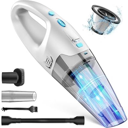 Handheld Vacuum Cordless,Car Hand Cordless Rechargeable,Powerful Suction Hand Held Vacuum with LED Light/Multi Accessories,1.6lbs Car Mini Portable Vacuum Cleaner for Home Office Pet