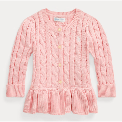 Cable-Knit Cotton Peplum Cardigan