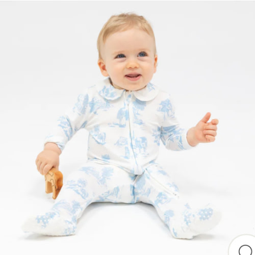 Peter Pan 2 Way Zipper Footie - Farm Toile